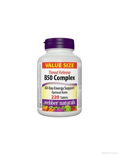 Витамин Б50 Комплекс (високо дозирани) х 220 таблетки Webber Naturals | B-Complex