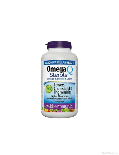 Omega Q Sterols Oмега-3 + фитостероли и коензим Q10 х 200 капсули Webber Naturals