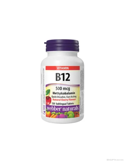 Витамин Б12 500мкг х 120 сублингвални таблетки Webber Naturals | Vitamin B12