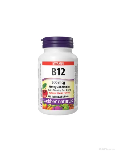 Витамин Б12 500мкг х 120 сублингвални таблетки Webber Naturals | Vitamin B12