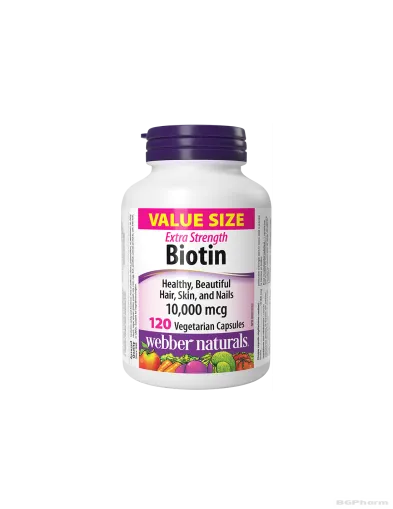 Биотин (Витамин Б7) 10000мкг х 120 капсули Webber Naturals | Biotin Extra Strength