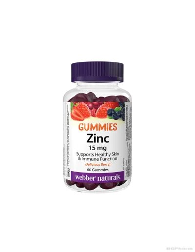 Цинк (глюконат) 15мг х 60 желирани таблетки Webber Naturals | Zinc Gummies