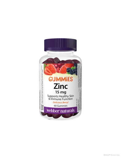 Цинк (глюконат) 15мг х 60 желирани таблетки Webber Naturals | Zinc Gummies