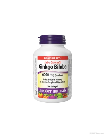 Гинко билоба екстракт 120мг x 180 капсули Webber Naturals | Ginkgo for memory
