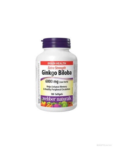 Гинко билоба екстракт 120мг x 180 капсули Webber Naturals | Ginkgo for memory