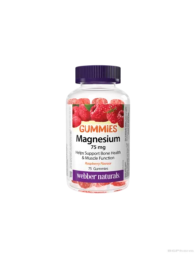 Магнезий (цитрат) 75мг х 75 желирани таблетки (малина) Webber Naturals | Magnesium citrate
