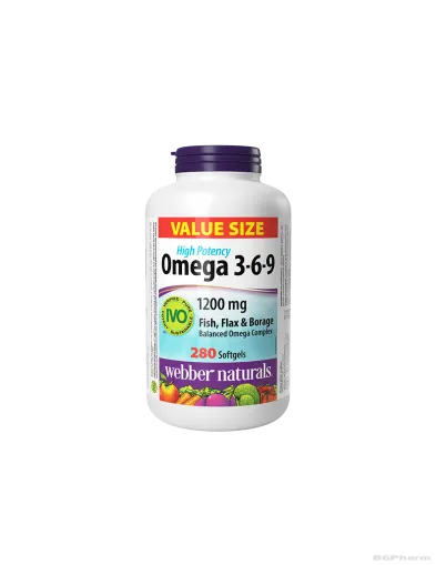 Омега 3-6-9 Есенциални мастни киселини 1200мг х 280 капсули Webber Naturals