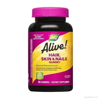 Алайв Коса, кожа и нокти х 60 желирани таблетки Nature’s Way | Alive! Hair, Skin & Nails Gummies
