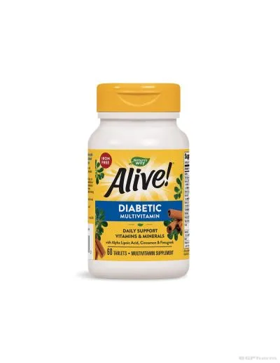 Алайв Мултивитамини за диабетици х 60 таблетки Nature’s Way | Whole food - Alive Diabetic Multivitamin 