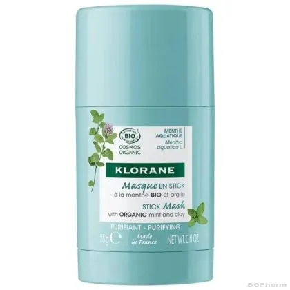 КЛОРАН Почистваща стик маска за лице с ВОДНА МЕНТА и БЯЛА ГЛИНА 25 гр | Klorane Mint