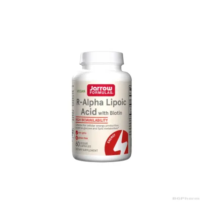 R-Алфа Липоева Киселина 100 мг + Биотин х 60 капсули ДЖАРОУ | Jarrow Formulas R-Alpha Lipoic Acid + Biotin