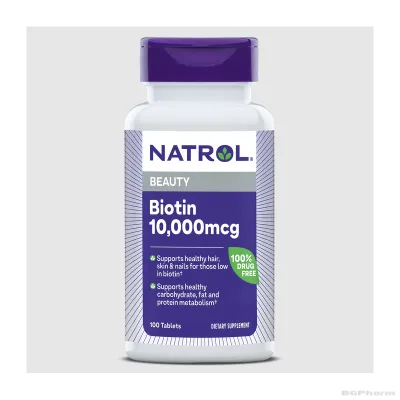 Натрол Биотин ЕКСТРА СИЛЕН 10000 мкг х 100 таблетки | Natrol Biotin Maximum Strength