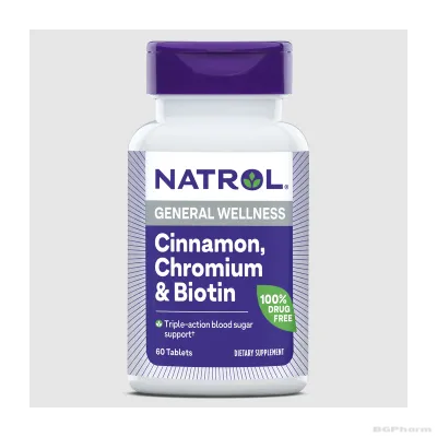 Натрол Канела, хром + биотин х 60 таблетки | Natrol Cinnamon Chromium & Biotin