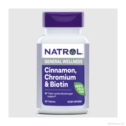 Натрол Канела, хром + биотин х 60 таблетки | Natrol Cinnamon Chromium & Biotin