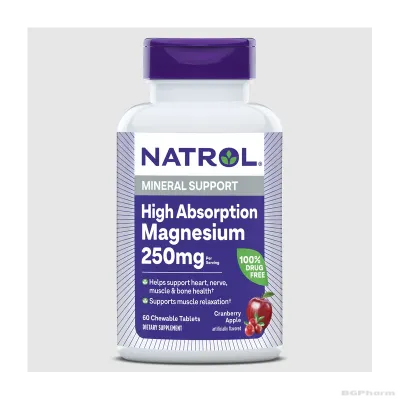 Натрол Магнезий с високо усвояване х 60 дъвчащи таблетки | Natrol Magnesium High Absorption