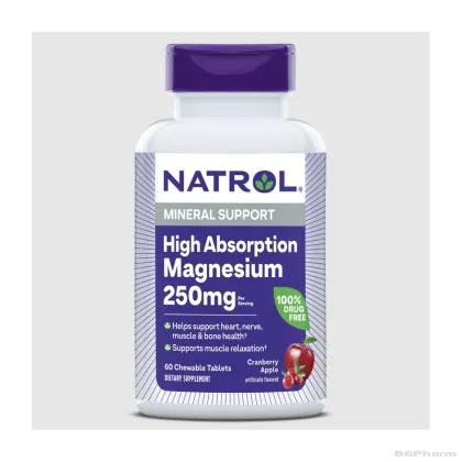 Натрол Магнезий с високо усвояване х 60 дъвчащи таблетки | Natrol Magnesium High Absorption