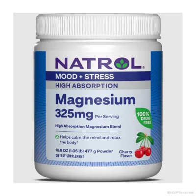 Натрол Магнезий на прах 325 мг + Калий с високо усвояване х 477 гр | Natrol Magnesium High Absorption