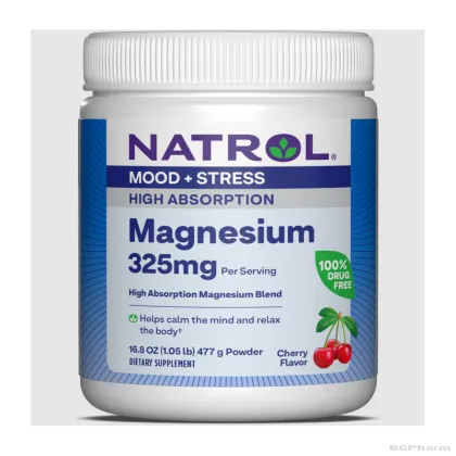 Натрол Магнезий на прах 325 мг + Калий с високо усвояване х 477 гр | Natrol Magnesium High Absorption