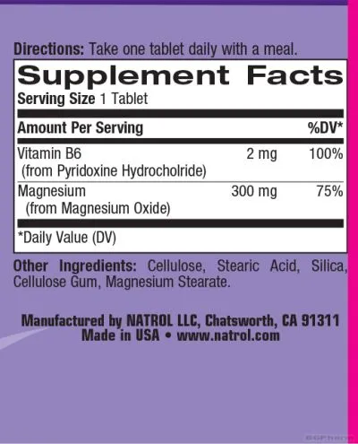 Натрол МАГНИФЛЕКС Магнезий + Витамин Б Комплекс х 60 капсули | Natrol MagniFlex Magnesium Vitamin B6