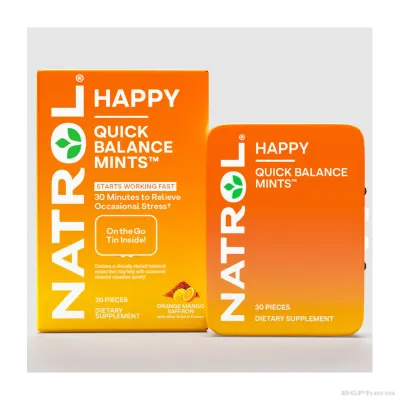 Натрол Формула за успокоение с шафран х 30 дози  | Natrol Quick Balance Mints Happy