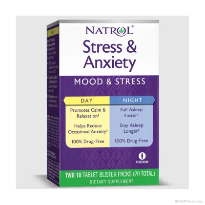 Натрол Формула при стрес и безпокойство 10 + 10 таблетки | Natrol Stress & Anxiety