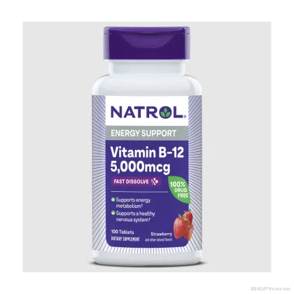 Натрол Витамин Б12 5000 мкг х 100 ородисперсни таблетки | Natrol Vitamin B-12 Fast Dissolve
