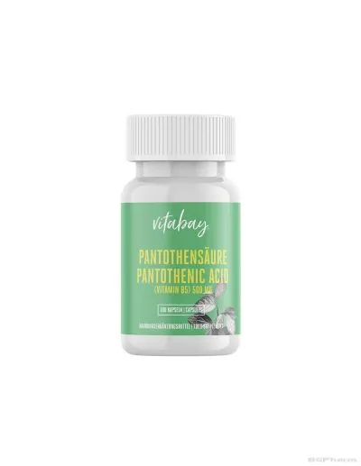 Пантотенова киселина (Витамин Б5) 500 мг х 100 капсули Vitabay | Pantothenic Acid Vitamin B5