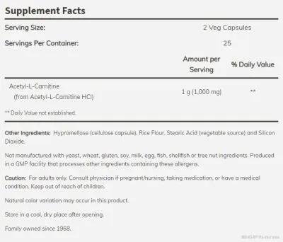 Ацетил Л-Карнитин 500 мг  х 100 капсули Now Foods | Acetyl L-Carnitine