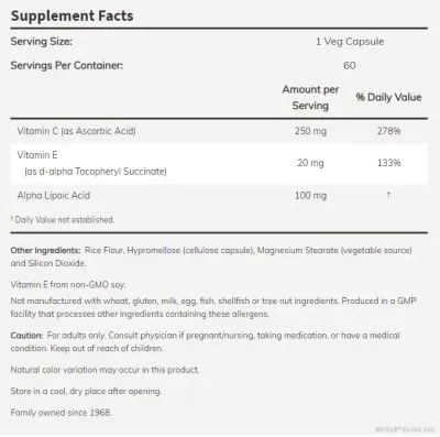 Алфа Липоева Киселина 100 мг х 120 капсули Now Foods | Alpha-Lipoic Acid