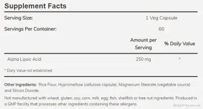 Алфа Липоева Киселина 250 мг х 120 капсули Now Foods | Alpha-Lipoic Acid