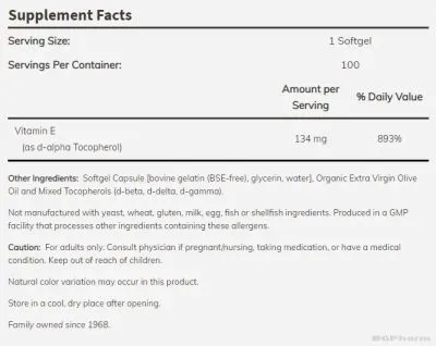 Витамин Е 200 IU х 100 меки капсули NOW FOODS | Vitamin E (микс от токофероли) 