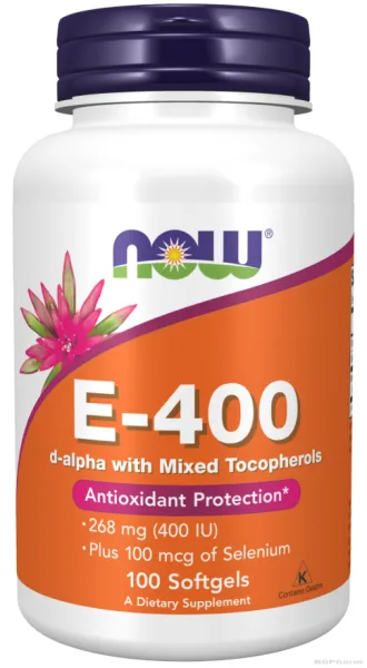 Витамин Е 400 IU + Селен 100 мкг х 100 меки капсули Now Foods | Vitamin E + Selenium