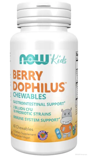 БЕРИ ДОФИЛУС Пробиотик за деца х 60 дъвчащи таблетки Now Foods | Berry Dophilus