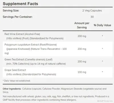 Ресвератрол натурален 50 мг х 60 капсули Now Foods | Resveratrol