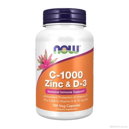 Витамин Ц 1000 + Цинк и Витамин Д3 х 100 капсули Now Foods | Vitamin C + Zinc + D-3