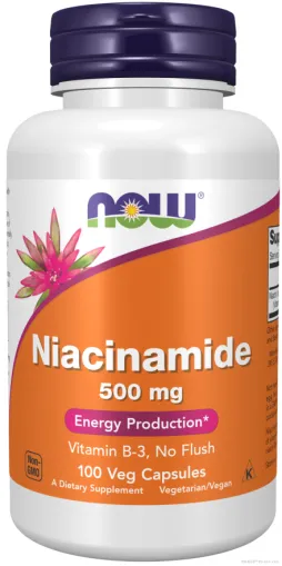 Ниацинамид (Витамин Б3) 500 мг х 100 капсули Now Foods | Niacinamide