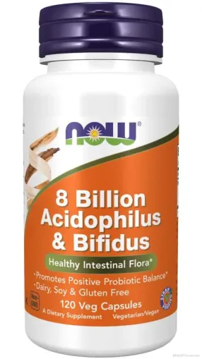 Пробиотик Ацидофилус и Бифидус 8 млрд CFU х 120 капсули Now Foods | Acidophilus и Bifidus