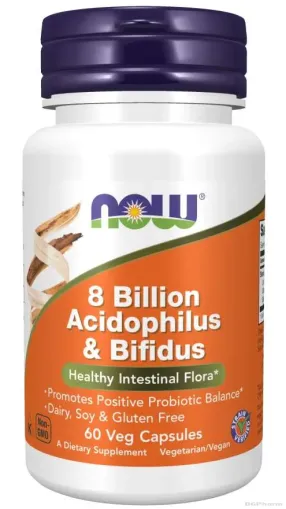 Пробиотик Ацидофилус и Бифидус 8 млрд CFU х 60 капсули Now Foods | Acidophilus и Bifidus