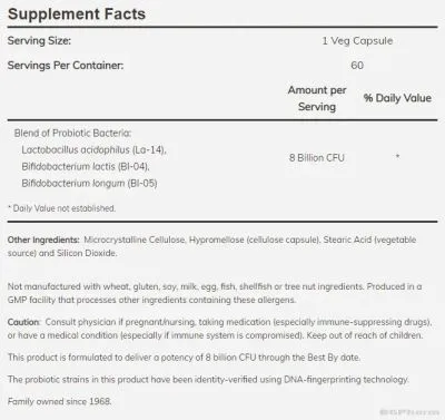 Пробиотик Ацидофилус и Бифидус 8 млрд CFU х 60 капсули Now Foods | Acidophilus и Bifidus 