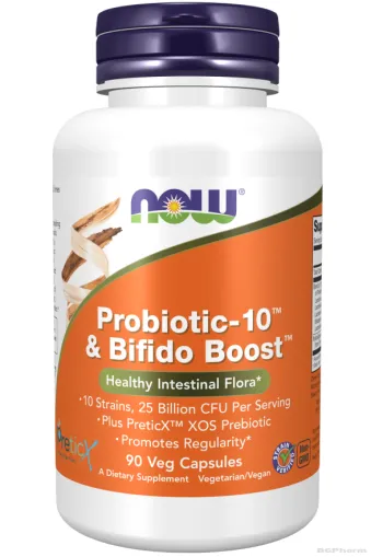 Пробиотик-10™ 25 милиарда + Бифидо Бууст х 90 капсули Now Foods | Probiotic-10 + Bifido Boost