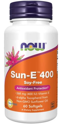 Витамин E 400 IU От слънчоглед х 60 меки капсули Now Foods | Vitamin E Sun-E