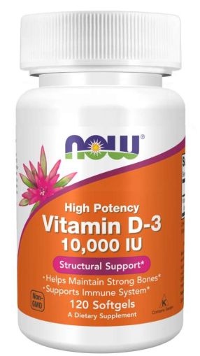 Витамин Д3 10000 IU х 120 меки капсули Now Foods | Vitamin D3