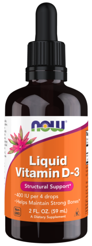 Витамин Д3 течен 400IU, 100IU/капка х 60 мл Now Foods | Vitamin D3 Liquid