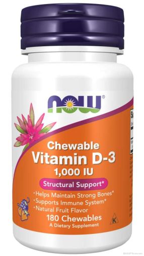 Витамин Д3 1000 IU х 180 дъвчащи таблетки Now Foods | Vitamin D3