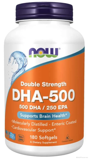 Омега 3 Рибено Масло DHA 500 мг х 180 меки капсули Now Foods | Omega-3 DHA