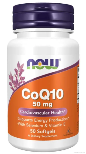 Коензим Q10 50 мг + Витамин Е и Селен х 50 меки капсули Now Foods | Coenzyme Q10