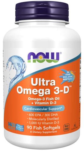 Ултра Омега 3-Д Рибено масло х 90 меки капсули Now Foods | Ultra Omega 3-D