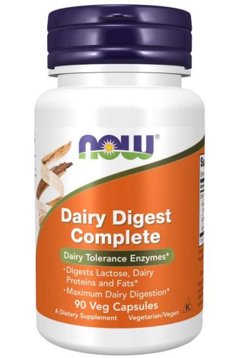 Dairy Digest Complete ензими за усвояване на млечни храни х 90 капсули Now Foods