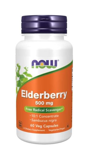 Черен бъз екстракт 500 мг х 60 капсули Now Foods | Elderberry