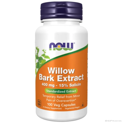 Кора от Върба екстракт 400 мг х 100 капсули Now Foods | Willow Bark Extract